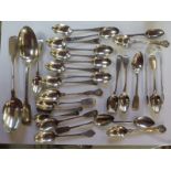 A collection of assorted silver flatware including two serving spoons total weight, approx 20 troy