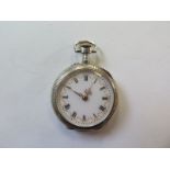 A small continental silver ladies pocket watch, 30mm diameter, clean running order