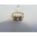 A hallmarked 9ct yellow gold rainbow moonstone ring - size N, approx 3.4 grams - new condition, ex