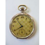 An 800 silver and gilt Polhem pocket watch, top wind, 50mm wide, clean running