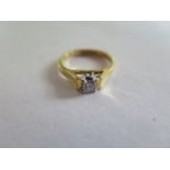 An 18ct yellow gold diamond solitaire ring , size N, approx 4.1 grams, diamond approx 0.29ct