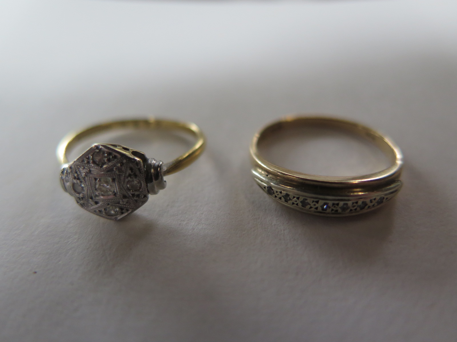 Two ladies rings, an 18ct gold and platinum ring inset with five small diamonds, weight approx 2.