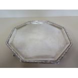 A silver salver of octagonal form, Sheffield 1935/36 maker H F & Co, approx 12.6 troy oz, no