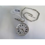 A silver pocket watch by Albert Yewdall, Leeds. An English lever key wind. Signed dial in a large