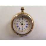 A 14ct yellow gold pocket watch, 33mm wide, needs restoration, total weight approx 27.5 grams,