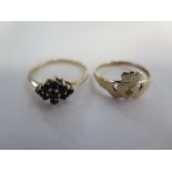 Two 9ct yellow gold rings, sizes P and N, approx 2.9 grams, some usage but generally good