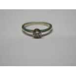 An 18ct white gold solitaire ring, size M, approx 2.6 grams, diamond 0.51ct, S1 colour in very