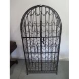 A wrought iron work 52 bottle wine rack with two doors - 152cm Tall x 73cm wide