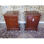 A pair of Victorian style bedside cabinets with frieze drawers - 69cm H x 51cm x 44cm - in good