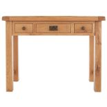 A pair of new oak three drawer bedside cupboards - 57cm H x 42cm W