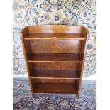 A 20th Century oak open book case with adjustable shelves - 92cm tall x 91cm x 17cm - in good