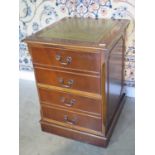 A mahogany two drawer filing cabinet with leather top, 77cm height x 56cm width x 60cm depth