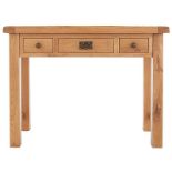 A new oak side table with three drawers - 110cm W
