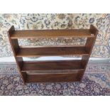 A 20th Century elm open book case - 92cm tall x 62cm x 20cm - in good clean polished condition