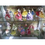 Twenty Royal Doulton ladies, including Blithe Morning - HN 2065, A Victorian lady HN 728, Top of the