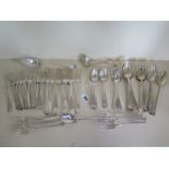 A set of 19th century, Dutch silver flatware, for servings of nine large forks, six 13 forks three