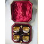 A boxed silver four piece salt set with spoons - Birmingham 1895/96 - maker VB&S - approx 2.3 troy