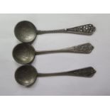 Three Russian Eighty-Four Silver coin spoons approx 14cm long, total weight approx 4.2 troy oz,