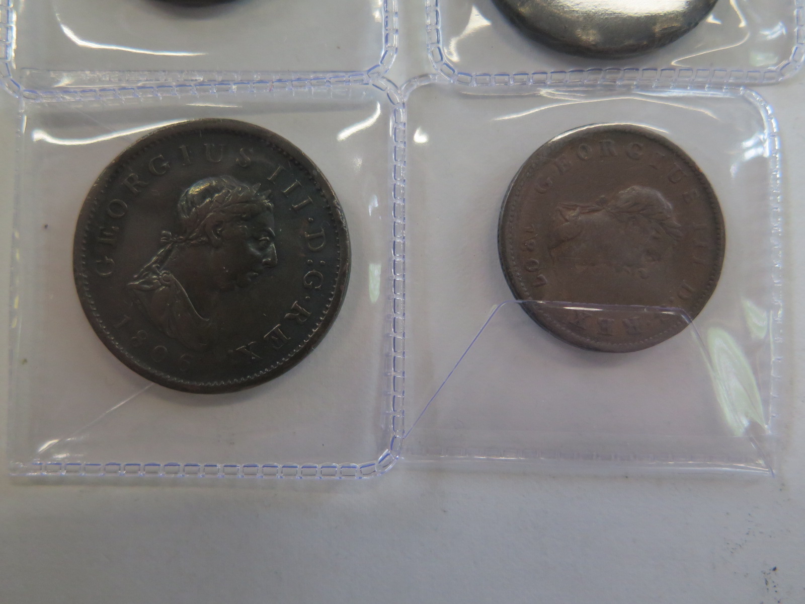 Four Georgian coins, pennies and halfpennies together with a small collection of tokens - Image 5 of 5