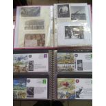 Two albums, one containing WWI related 1st day cover stamps, 64 in total and an album of assorted