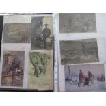 An album of approx 200 WWI postcards and cuttings