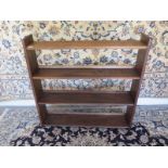 An elm open bookcase - 93cm H x 91cm x 17cm - in clean restored polished condition