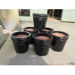 Six medium plant pots
