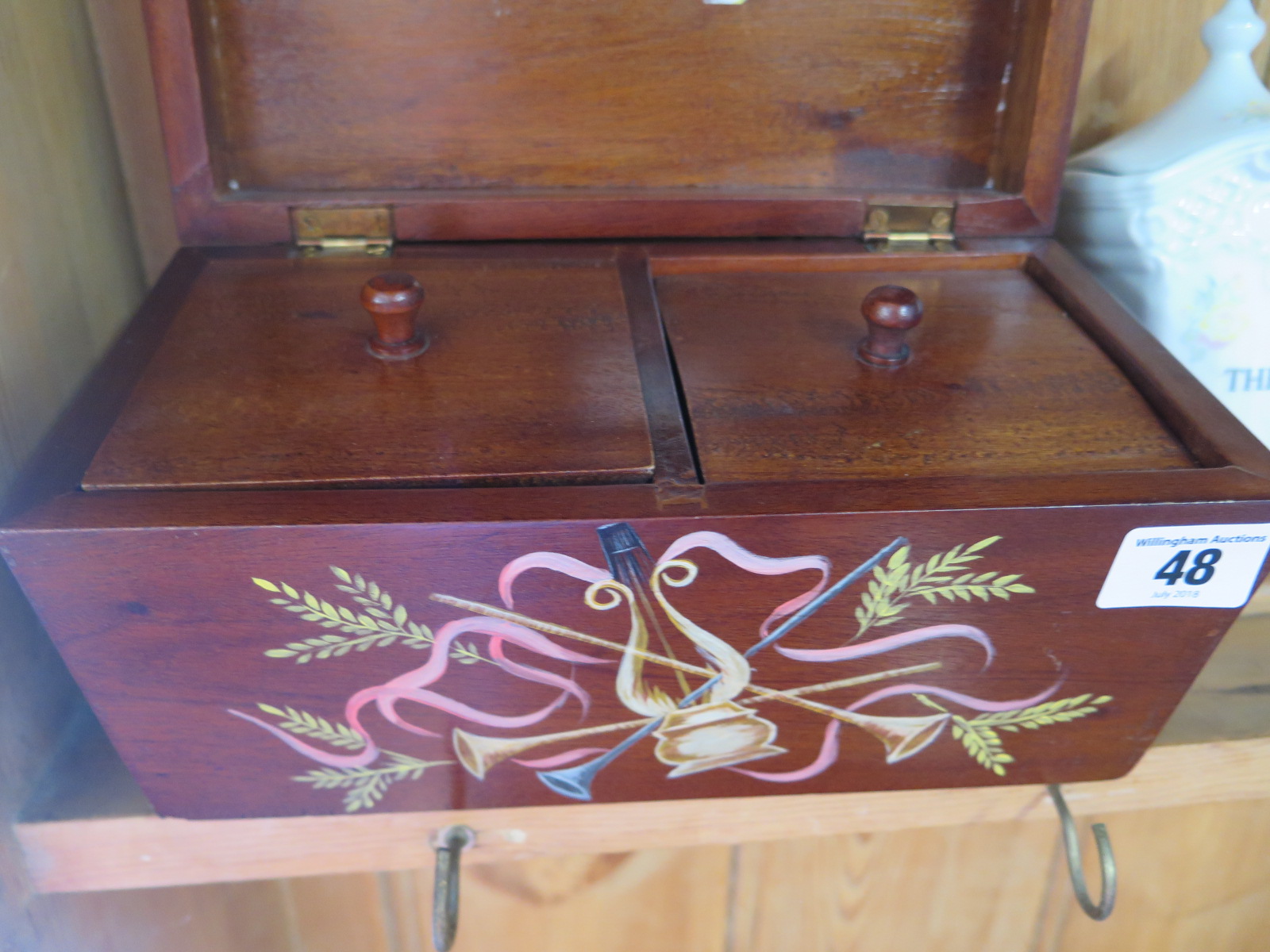 Nine ceramic containers and a decorated tea caddy - Image 3 of 3