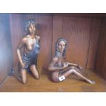 Two bronze lady figures - 34cm and 26cm H