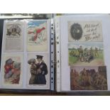 An album of approx 200 WWI postcards and cuttings