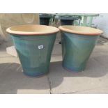Two large glazed pots