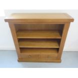 A new kettle oak book case with two shelves and two base drawers 100cm H x 100cm W