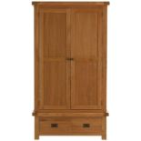A new oak double wardrobe with two base drawers - 200cm x 206cm