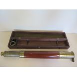 A mahogany and brass improved day or night telescope by Ramsden of London with case and spare eye