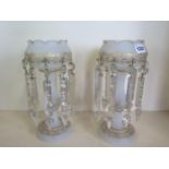 A pair of gilt decorated glass lustres - 31cm H - some general ware, small ships to some lustres,