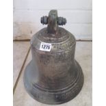 A Victorian bronze bell by J Warner and Son, dated 1882, 29cm tall, no clapper, otherwise good