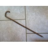 A horse measuring walking stick, approximately 94 cm unextended, in a well used but serviceable