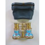 A pair of French 19th Century Duchesse 12, Verres opera glasses with enamel and pearled decoration -