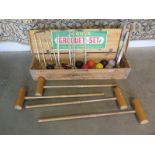 A Jaques croquet set, in its original wooden case