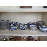 A Booths Real Old Willow dinner tea service - 77 pieces, all generally good except one large plate