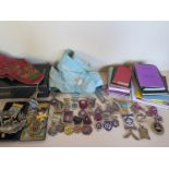 A collection of Masonic ephemera including over 20 silver Masonic medals together with some gilt