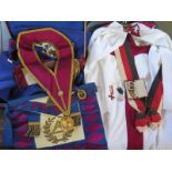 A collection of Masonic robes, three Masonic medals and two associated cases, see images for details