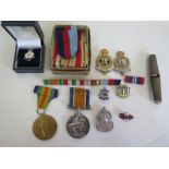 Two WW1 medals, a Victory medal and War medal for 424124 PTE. H. C. , London regiment, together with