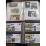 Two albums, one containing WWI related 1st day cover stamps, 64 in total and an album of assorted