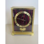 A Jaeger Le Coultre Atmos Embassy Red clock - 22cm H x 17cm x 11cm, generally good, running in