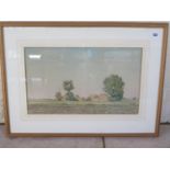 Martin Hardie - CBE, RE, RSW Hon, RWS - 1875 - 1952 - A Fenland Farm - Watercolour 30cm x 50cm -