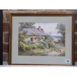 A watercolour cottage scene, possibly by Stannard sight size 25cm x 35cm - frame size 41cm x
