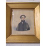 A 19th-century watercolour portrait of a gentleman, sight size approximately 18.5 cm x 16 cm,