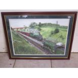 A Gouache of The Flying Scotsman locomotive and Mallard locomotive by A Briggs 99 - frame size