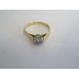 A yellow diamond, approximately 0.3ct, ring with 18ct gold band, approximately 3g, ring size L/M,